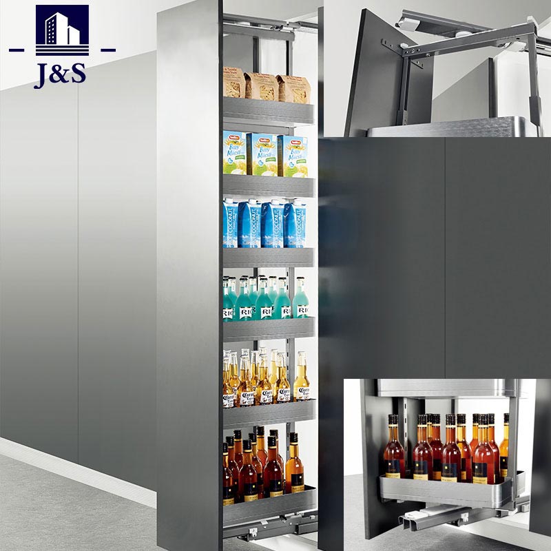 Softclose draaibare hoge kast, uittrekbare pantry-organizer, keukenopbergruimte